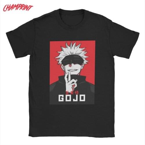 Men T-Shirts Jujutsu Kaisen Gojo Satoru Casual Pure Cotton Tee Shirt Short Sleeve Anime T Shirts Round Collar Clothes 4XL 5XL