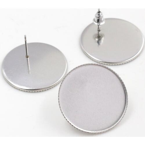 No Fade ) 20mm 25mm 10pcs Stainless Steel Earring Studs,Earrings Blank/Base,Fit 20mm 25mm Glass Cabochons,Buttons