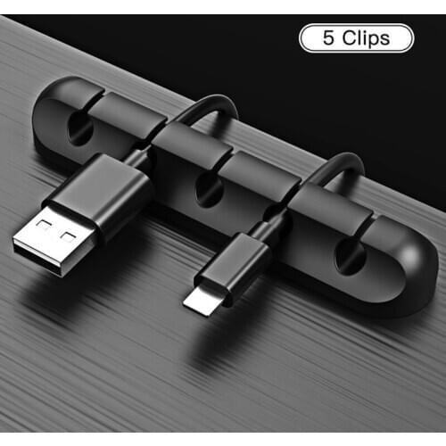 Cable Organizer Silicone USB Cable Winder Tidy Protector Cable Management Clips Cable Holder for Mouse Earphone Wire