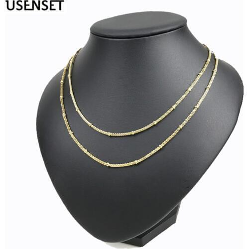 USENSET Charm chain beads necklace yellow gold silver Color bracelet necklace made of diy mesh patterns stainless steel jewelry