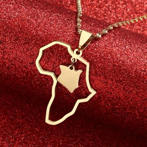 Outline Africa Kenya Map Pendant Necklaces Gold Color Jewelry Map African Gift