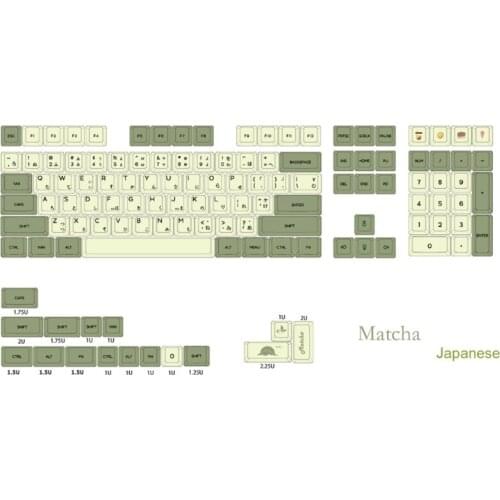 PBT Matcha Keycap Dye Sublimation Similar to XDA Japanese Korean Russian English for MX keyboard 61/64/68/87/96/104