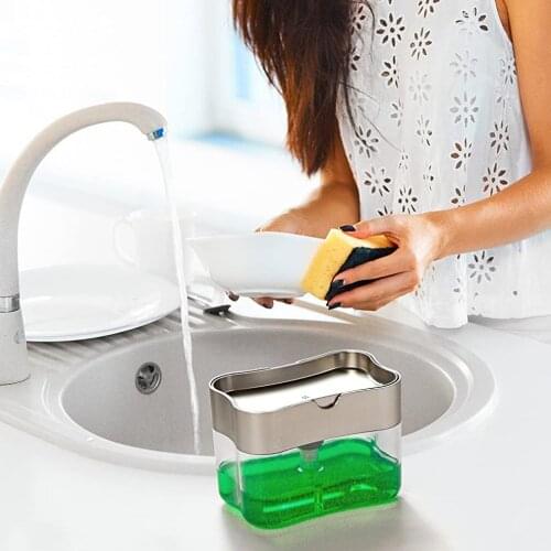 Practical Kitchen Sponge Bracket Press Soap Liquid Box Soap Dispenser Manual Kitchen Press Durable Manual Soap Dispenser For Hom