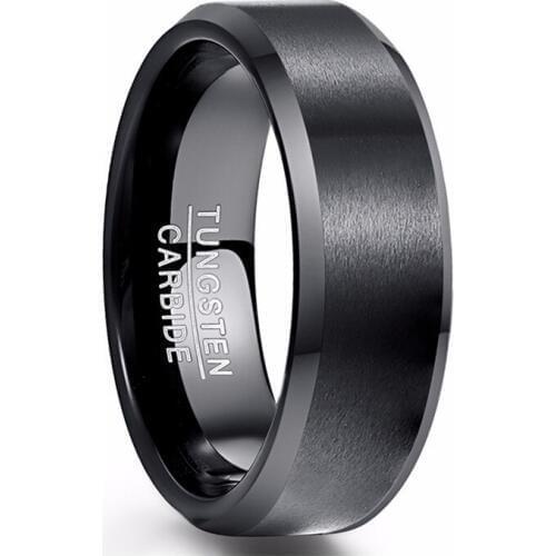 Simple Vintage Men Ring Jewelry 8mm Width Polished Plating Black 100% Tungsten Steel Ring for Men Birthday Wedding Ring Gift