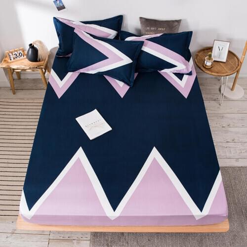 New100%Polyester Printed Fitted Sheet Mattress Cover Four Corners With Elastic Band Bed Sheet(no pillowcases)