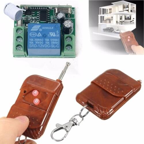 DC 12V 1 Channel Wireless Relay Remote Control Switch Receiver Transmitter Remote Controller 150m for Garage Door by 23A Battery