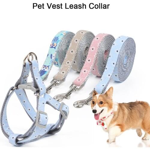 Adjustable Dog Cat Harness Vest Walking Lead Leash With Snap-on Chest Strap Pet Collar Puppy Dog Outdoor Walking Supplies