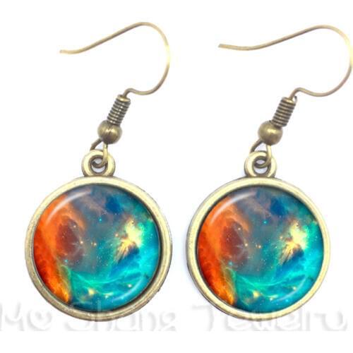 Nebula Space Earrings Astronomy Geek Sci-fi Science Galaxy Space Glass Dome Pendant Earrings Gift For Girl Friends