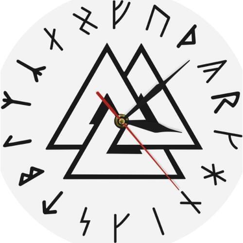 Viking Symbol Vintage Wall Clock Walknut Clocks Valknut Norse Rune Wall Hanging Wall Watches Home Decor For Living Room