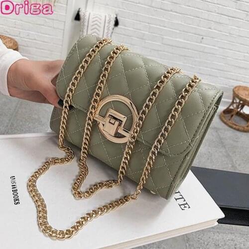 Driga Handbags For Women New 2021 Fashion Messenger Bags Texture Chain Shoulder Bags Lozenge Chain Mini Square Solid Bags