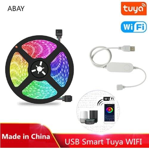 1m 2m 3m 4m 5m DC5V USB LED Strip Light RGB TV Background Lights Tuya Wifi Controller Alexa Voice APP Control 5050 SMD Tape Lamp