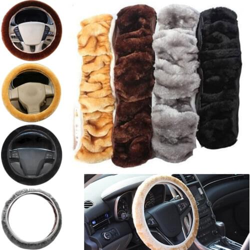 High Quality Universal Car Steering Wheel Cover Soft Warm Plush Winter Elastic Steering Wheel Cover Auto Supplies Car Accessorie