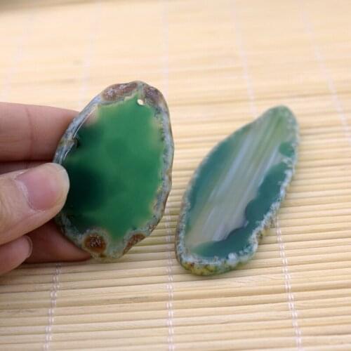 New Summer Brazilian stone Irregular Natural Stone Pendant Statement Necklace Women Bijoux 10pcs Green stone Slices Pendant DIY