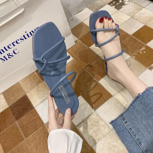 Summer PU Leather Slippers Women Sandals Cross Flat Woman Flats Sweet Office Business Female Shoes Fashion Beach Slides Comfort