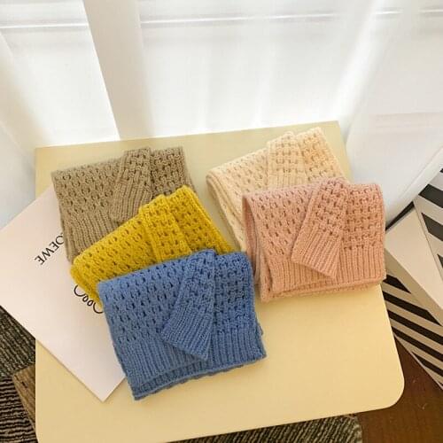 Winter Baby Scarf Pure Color Skin Friendly Soft Knitted Wool Scarf Fashion Plain Weave Male Female Babies Warm Black Accessories