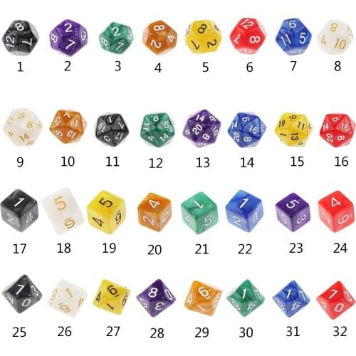 10pcs 10 Sided Acrylic Plastic Polyhedral Dice Set Game Board Dice Numeral Dices Table Board Game Accessories