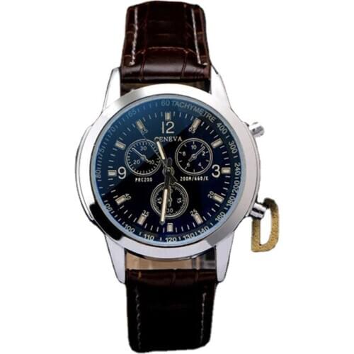 2020 Fashion Casual Three-eye Watch for Men Leather Strap Waterproof Mens Quartz Watches Male Wristwatches Relogio Masculino