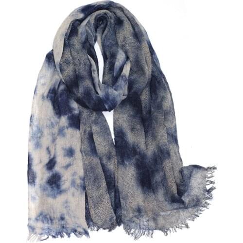 2020 Winter Cotton Tie-dye Print Fringe Scarves And Shawls Women Soft Long Stripe Pattern Scarf Wrap Hijab 5 Color Free Shipping