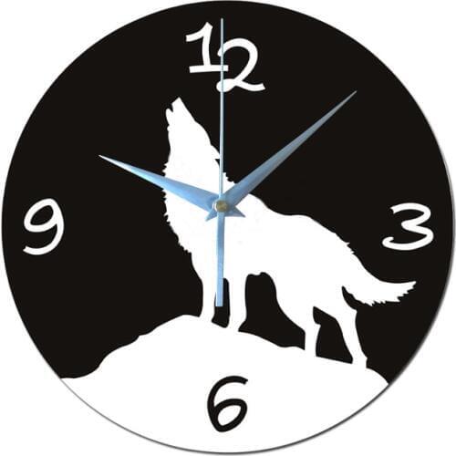 Wolf New sale 3d acrylic mirror wall clocks modern home decor living room still life wall clock sticker quartz needle watch