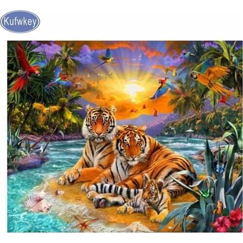 Diamond embroidery sale full square drill DIY diamond Painting By Numbers Tigers Acrylic Painting Modern Picture,Home Decor