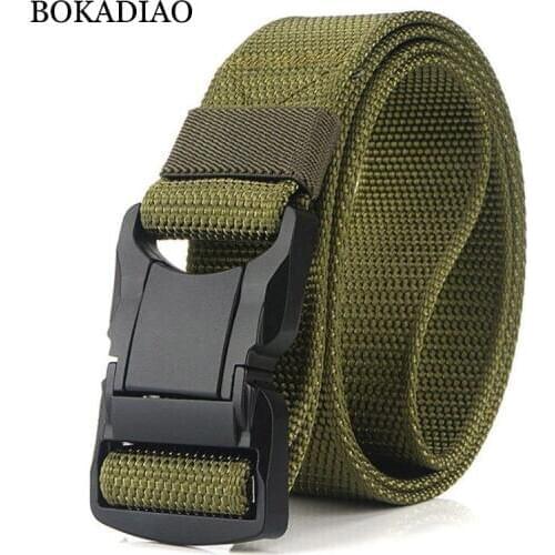 BOKADIAO Military Army Combat man Canvas Belt Aluminum buckle Tactical Belts for men Nylon Outdoor Training Waistband male strap