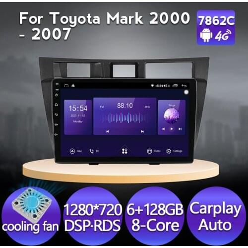 MEKEDE 6G 128G Android 11 Car Radio Multimedia Video Player For Toyota Mark II 9 X100 2000 - 2007 carplay IPS DSP 4G Cooling fan
