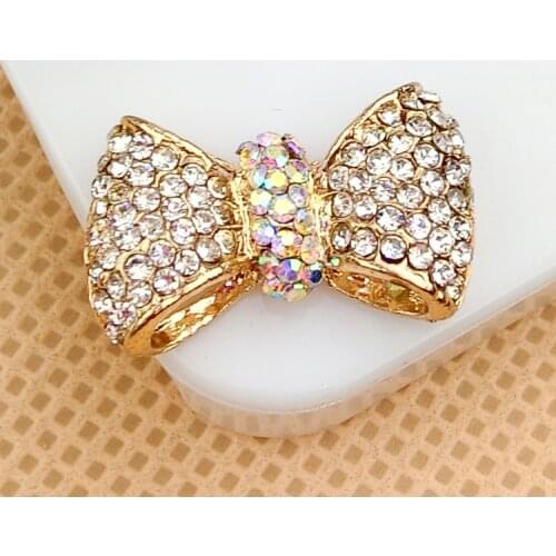 2pcs/lot Shiny Crystal bow tie 3D stickers DIY Decoration diy Cell Phone Accessories/Charms/pendant/Adornment/Jewelry Findings