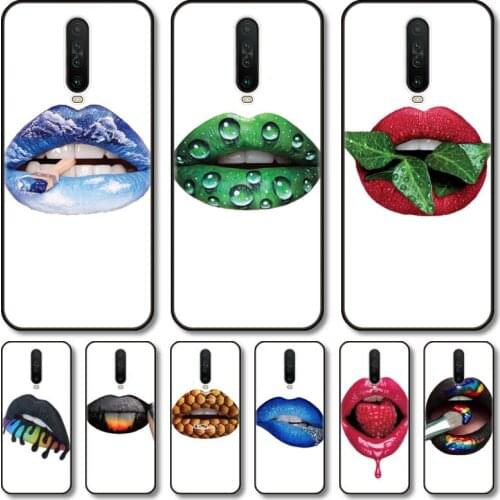 Lips Phone Case For XiaoMi Redmi Note 10S 9S 8 7 6 T Pro Black Cover Silicone Back TPU