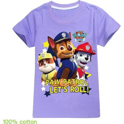T-shirts Kids PAW PATROL Boys Girls T Shirt 2-12Y Birthday Party Short Sleeve Girls Boys Cartoon Top Tees