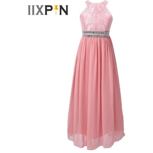 Kids Dresses for Girls Chiffon Floral Lace Dress Princess Girls Pageant Dress Wedding Party First Communion Dress Dance Wear