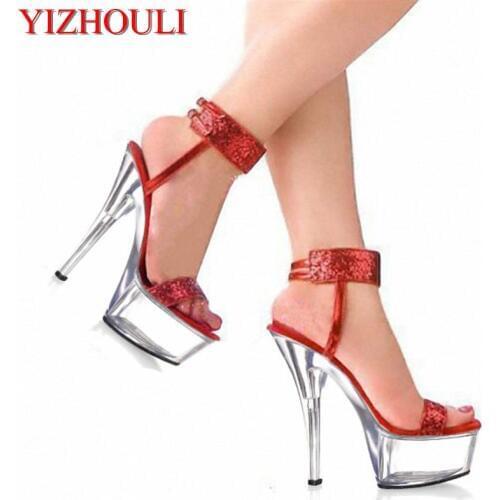 Elegant Crystal 15CM Sexy Super High Heel Platforms Pole Dance/Performance/Star/Model Shoes, Wedding Shoes