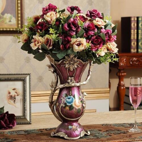 European Vintage resin vase creative room decorative handicraft decorative table decorative flower decorative sculpture
