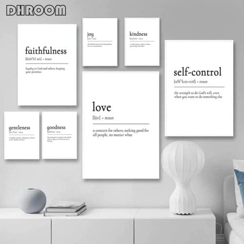 Fruit of The Spirit Definitions Print Love Quotes Poster Christian Wall Art Bible Verse Sign Canvas Painting Wall Pictures Decor