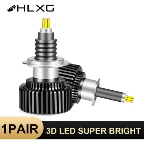HLXG 2 pcs H7 LED Headlight 3D No Blind Zone 360 Degree 24 Sides led 72 pcs CSP Chips LED Super Bright H11 18000LM 12V 50W IP68