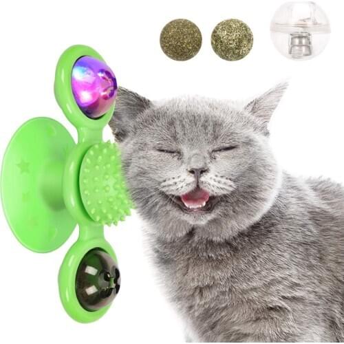 Interactive windmill cat toy funny turntable puzzle smart pet training toy combing massage pet supplies