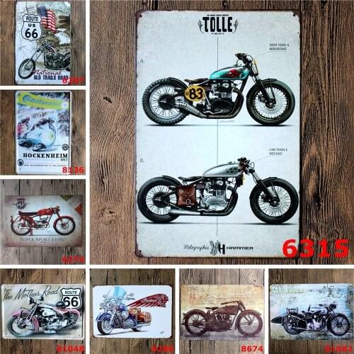 Tolle Retro Motorcycle Short Travel Nerrow Rake Back Alley Vintage Metal Plate for Bar Garage Art Wall Stickers Decoration