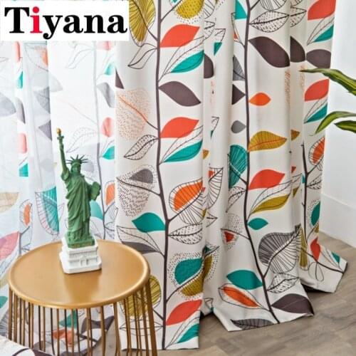Tiyana Colorful Leaves Curtains for Living Room Bedroom Kitchen Door Window Drapes American Rustic Blinds Home Decor