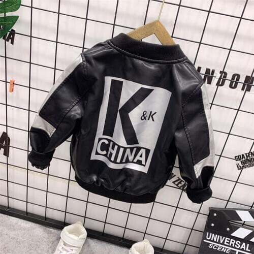HOT selling new Pu leather jackets for baby girl and boys loose good quality children coats kids spring Autumn tops
