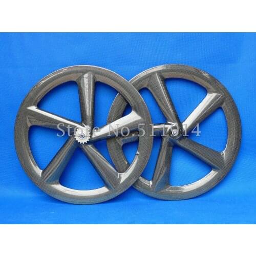 Toray Carbon Fiber Matt Glossy Track Bike Five Spokes Clincher Wheelset