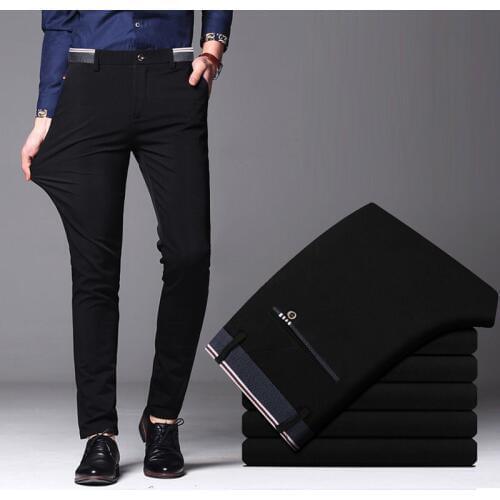 2020 Mens Suit Pants Summer Spring Fashion Business Casual Long Pants Male Elastic Straight Formal Trousers Plus Big Size 28-40