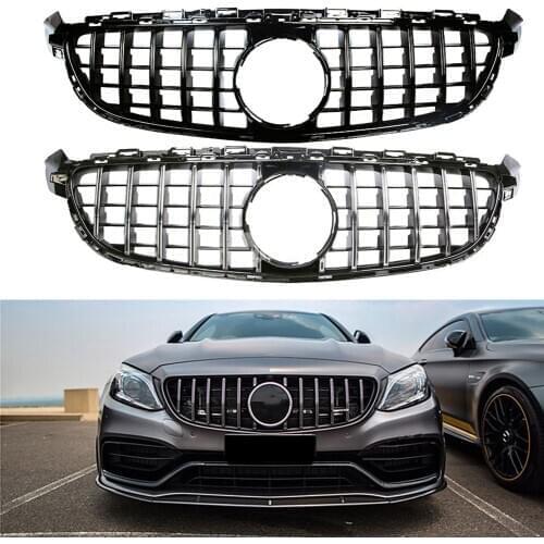 Front Bumper Racing Grill Billet Grille Cover For Mercedes-Benz W205 C-Class C63 AMG 2015-2018