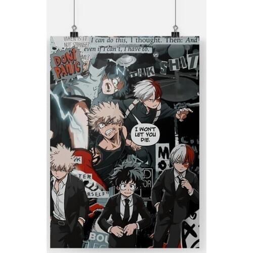 Canvas Wall Art Deku and Todoroki Bakugo Aesthetic Anime Printed Pictures Poster Paintings Home Decoration Modular Living Room