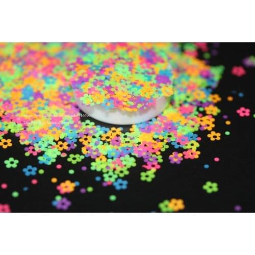 4mm Neon Plum Blossom Loose Sequins Mix Flower Paillettes Makeup Glitter Sequin DIY Sewing Accessories Nail Confetti Craft