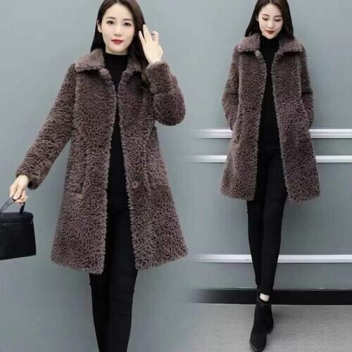 2020 New Women Winter Genuine Sheep Shearing Wool Fur Coat Ladies Furry Real Fur Korean Luxury Double-faced Fur Overcoats H270