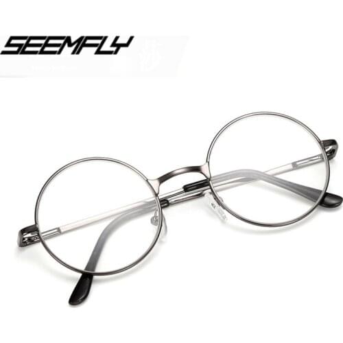 Seemfly Metal Finished Myopia Glasses Retro Round Spectacle Unisex Eyewear Clear Lenses Eyeglasses -1.0 -1.5 -2.0 -2.5 -3.0 -3.5