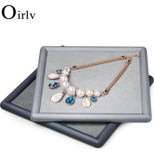 Oirlv 2021 New PU Leather Ring Plate Jewelry Display Plate Necklace Watch Square Display Plate Props