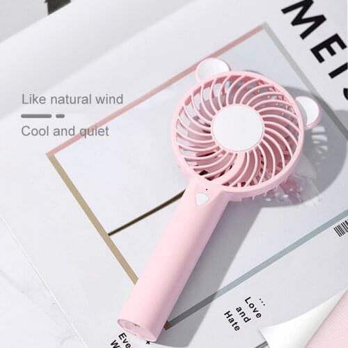 Creative Cartoon Fan Mini USB Rechargeable Handheld Fan Portable Variable Light Mute Fan for Office