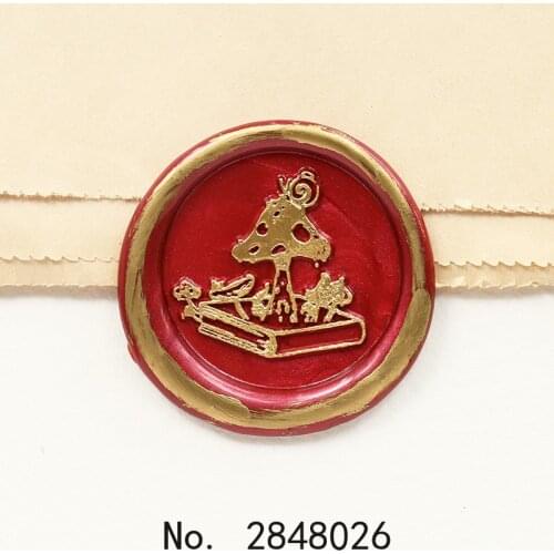 Book and Mushroom wax Seal Stamp,Party Seal Stamp Kit invitation seal,gift envelope packing seal,Mushroom seal stamp