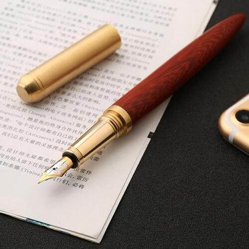 Luxury Wood Fountain Pen High Quality Wooden Metal School Office Writing Ink Pens Nib 0.7mm Stationery Gifts Supplies