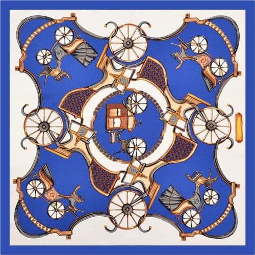 2020 60x60 chain carriage Multipurpose women Silk twill scarf Satin square tie Hairband ladies foulard femme towel bufanda shawl